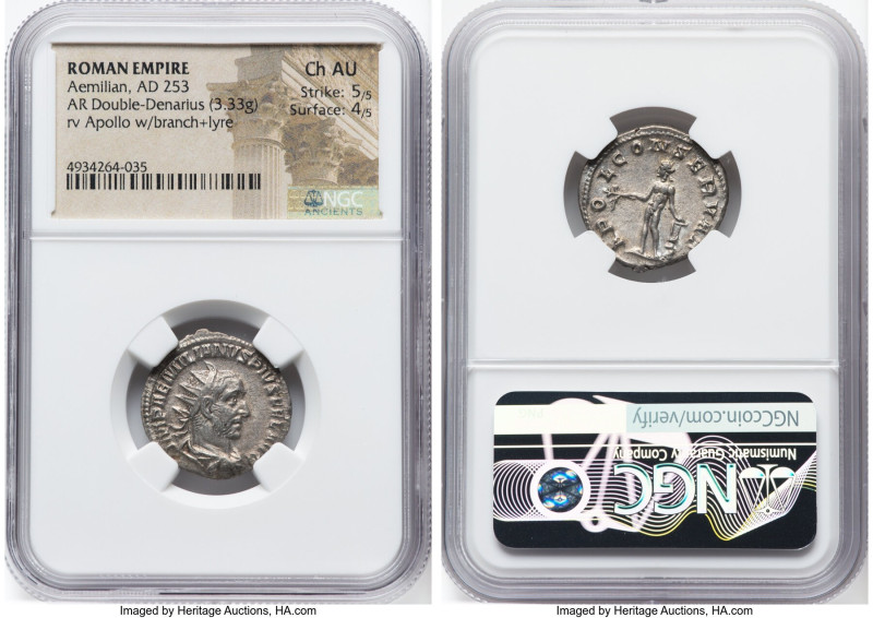 Aemilian (AD 253). AR antoninianus (21mm, 3.33 gm, 7h). NGC Choice AU 5/5 - 4/5....