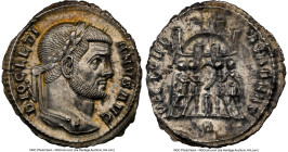 Diocletian (AD 284-305). AR argenteus (20mm, 2.51 gm, 1h). NGC MS 3/5 - 3/5, flan flaw. Rome, 1st officina, ca. AD 295-297. DIOCLETI-ANVS AVG, laureat...