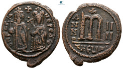 Phocas, with Leontia AD 602-610. Theoupolis (Antioch). Follis or 40 Nummi Æ