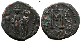 Heraclius, with Martina and Heraclius Constantine AD 610-641. Cyprus. Follis or 40 Nummi Æ