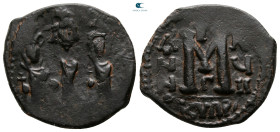 Heraclius, with Martina and Heraclius Constantine AD 610-641. Cyprus. Follis or 40 Nummi Æ