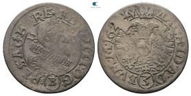 Austria. Breslau (Poland). Ferdinand II of Habsburg AD 1619-1627. Letter B on obverse.. 3 Kreuzer AR 1624