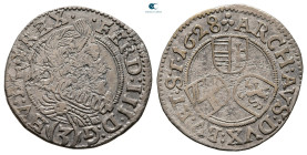 Austria. Glatz (Schlesien). Ferdinand II of Habsburg AD 1619-1627. Overstruck.. 3 Kreuzer AR 1628