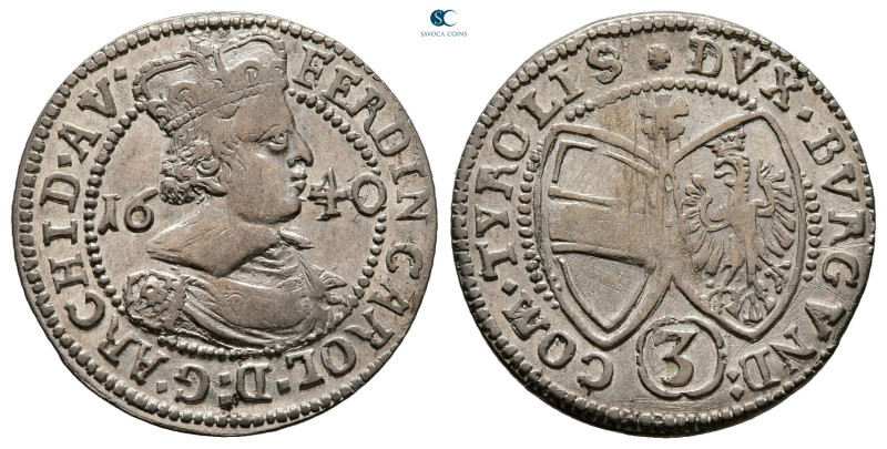 Austria. Hall. Ferdinand Charles Archduke AD 1632-1662. 
3 Kreuzer AR 1640

2...