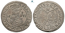 Austria. Hall. Ferdinand Charles Archduke AD 1632-1662. 3 Kreuzer AR 1657