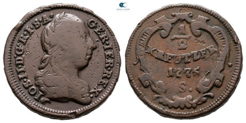 Austria. Schmöllnitz (Hungary). Joseph II AD 1765-1790. 
1/2 Kreuzer CU 1775
...