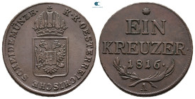 Austria. Wien (Vienna). Franz I of Habsburg-Lorraine AD 1804-1835. 1 Kreuzer CU 1816