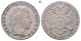 Austria. Wien (Vienna). Ferdinand of Habsburg-Lorraine AD 1835-1848. 3 Kreuzer AR 1837