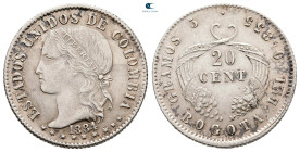 Colombia. Bogota.  AD 1884. 20 Centavos AR