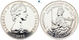 Cook Islands. Elizabeth II AD 1952-2022. Proof.. 2 Dollars AR 1973