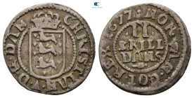 Denmark. Christian V AD 1670-1699. 2 Skilling AR 1677