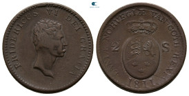Denmark. Fredrick VI AD 1808-1839. 2 Skilling CU 1811