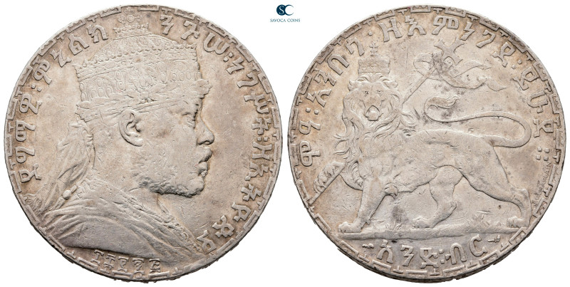 Ethiopia. Menelik AD 1880-1913. 
1 Birr AR 1897

40 mm, 28,00 g



Good V...