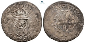 France. Dombes (Principality). Henri II de Montpensier AD 1592-1608. Countermark with lis on obverse.. Douzain AR 1599