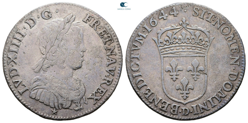 France. Lyon. Louis XIV 'the Sun King' AD 1643-1715. 
1/4 Ecu AR 1644

28 mm,...