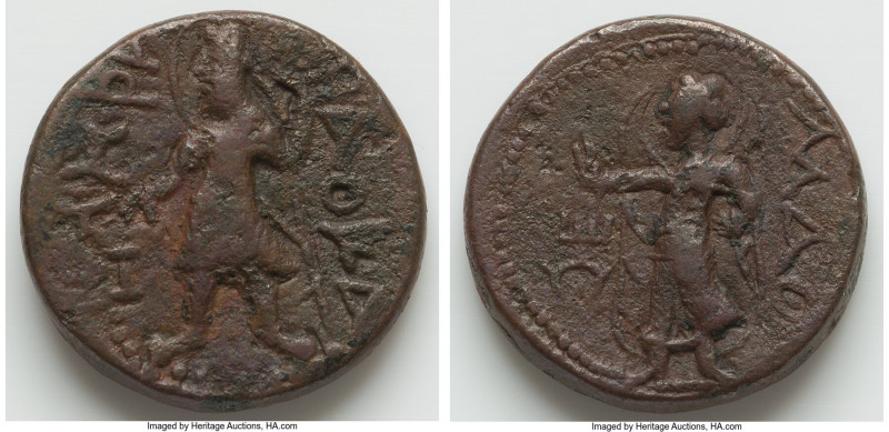INDIA. Kushan Empire. Kanishka I (ca. AD 127-151). AE tetradrachm (26mm, 16.18 g...