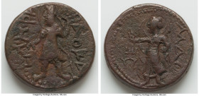 INDIA. Kushan Empire. Kanishka I (ca. AD 127-151). AE tetradrachm (26mm, 16.18 gm, 11h). Fine. Attic standard, Kapisha, main mint (probably Begram), m...
