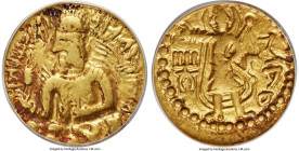 INDIA. Kushan Empire. Huvishka (ca. AD 151-190). AV dinar (20mm, 7.74 gm, 12h). ANACS VF 30. Kushan standard, Bactria, main mint (probably Balkh), ear...