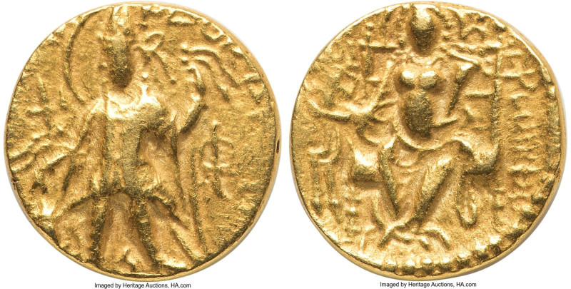 INDIA. Kushan Empire. Vasishka (ca. AD 247-267). AV dinar (21mm, 6.16 gm, 12h). ...