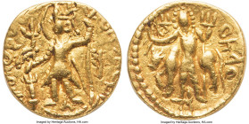 INDIA. Kushan Empire. Vasishka (ca. AD 247-267). AV quarter dinar (13mm, 1.89 gm, 12h). VF. Main mint, Gandhara, late phase. ÞAONANOÞAO BAZH-ÞKO KOÞAN...