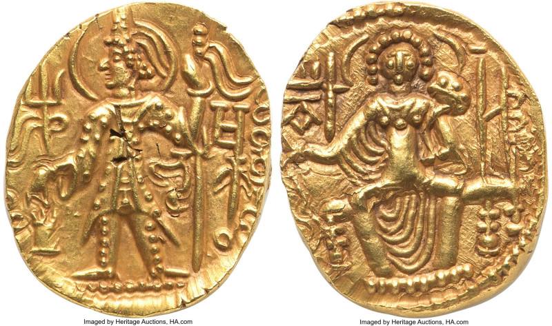 INDIA. Kushan Empire. Shaka (ca. AD 325-345). AV dinar (23mm, 7.88 gm, 12h). XF....