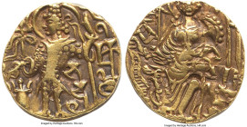 INDIA. Kushan Empire. Kipunada (ca. AD 350/60-380). AV dinar (19mm, 7.67 gm, 11h). VF. Reduced Kushan standard, uncertain mint. Kipunada standing faci...
