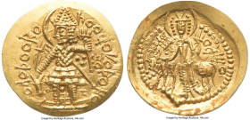 INDIA. Kushano-Sasanian Empire. Vasudeva I (ca. AD 190-230). AV dinar (28mm, 7.92 gm, 12h). AU, die shift. Bactria, late series imitative issues in th...