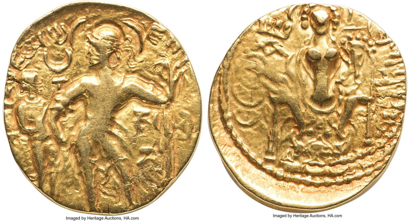 INDIA. Gupta Empire. Samudragupta (ca. AD 344-378). AV dinar (22mm, 7.45 gm, 12h...