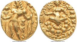 INDIA. Gupta Empire. Chandragupta II Vikramaditya (ca. AD 380-413). AV dinar (20mm, 7.93 gm, 12h). VF. Archer type. Deva Sri Maharajadhiraja Sri Chand...