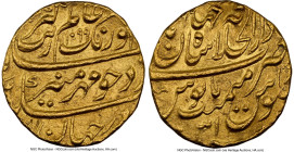 Mughal Empire. Aurangzeb Alamgir gold Mohur AH 1099 Year 31 (1687/1688) AU55 NGC, Shahjahanabad mint, KM315.42, Fr-810. An attractive piece with pract...