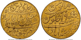 British India. Bengal Presidency gold Mohur AH 1202 Year 19 (1787/1788) AU Details (Scratches) NGC, Murshidabad mint, KM114. Oblique milling. HID09801...