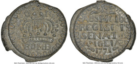 British India. Bombay Presidency zinc 2 Pice 1771 AU55 NGC, cf. KM157.1 (different reverse), Prid-238. "M" in BOMB on obverse. Date on reverse. In the...