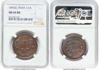British India. East India Company 1/2 Anna 1845-(c) MS64 Brown NGC, Calcutta mint, KM447.1. Better grade for the type. HID09801242017 © 2023 Heritage ...