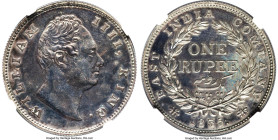 British India. William IV Proof Restrike Rupee 1835.-(c) PR62 NGC, Calcutta mint, KM450.2, S&W-1.43. Type D/IV. Raised "F" mintmark on truncation. A r...