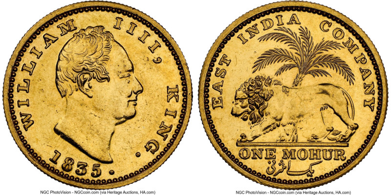 British India. William IV gold Proof Restrike Mohur 1835-(c) PR61 NGC, Calcutta ...
