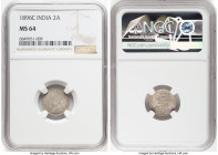 British India. Victoria 2 Annas 1896-C MS64 NGC, Calcutta mint, KM488, S&W-6.431. Type B Bust, Type II Reverse. The highest grade we have offered for ...