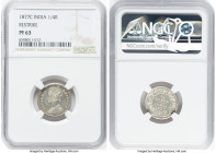 British India. Victoria Proof Restrike 1/4 Rupee 1877-(c) PR63 NGC, Calcutta mint, KM490. With eager reflectivity and an ecru hue. HID09801242017 © 20...
