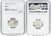 British India. Victoria 1/4 Rupee 1893-B MS64 NGC, Bombay mint, KM490. Tied with one other specimen atop the NGC census. HID09801242017 © 2023 Heritag...