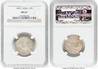 British India. Victoria 1/2 Rupee 1887-C MS63 NGC, Calcutta mint, KM491. Type A Bust, Type I Reverse. Affordable at this intro Choice designation, wit...