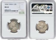 British India. Victoria 1/2 Rupee 1896-C MS63 NGC, Calcutta mint, KM491, S&W-6.224. Tied at the second-finest grade on the NGC census, challenging to ...
