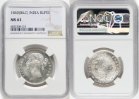 British India. Victoria Rupee 1840-(b & c) MS63 NGC, KM458.1. HID09801242017 © 2023 Heritage Auctions | All Rights Reserved