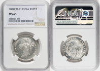 British India. Victoria Rupee 1840-(b & c) MS63 NGC, KM458.1. HID09801242017 © 2023 Heritage Auctions | All Rights Reserved