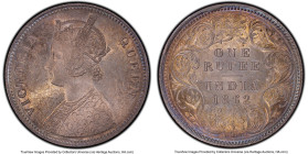 British India. Victoria Rupee 1862-(m) MS63 PCGS, Madras mint, KM473.1, S&W-4.51. Type A/1, 0/0. An appreciable state of preservation for this Madras ...