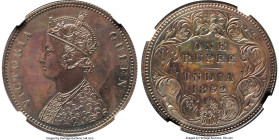 British India. Victoria Proof Restrike Rupee 1862-(c) PR62 NGC, Calcutta mint, KM473.1, S&W-4.52. Type F/7, 0/0. The only example certified at NGC, su...