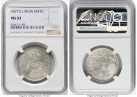British India. Victoria Rupee 1877-(c) MS63 NGC, Calcutta mint, KM492. HID09801242017 © 2023 Heritage Auctions | All Rights Reserved