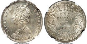 British India. Victoria Rupee 1882-(b) MS63 NGC, Bombay mint, KM492. Flat Top 1. Just shy of the highest grade on the NGC census, with attainable spec...