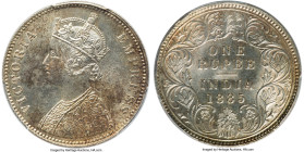 British India. Victoria Rupee 1885-C MS65 PCGS, Calcutta mint, KM492, S&W-6.80, Prid-124. Tied at the highest grade on the PCGS census with just two s...