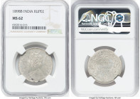 British India. Victoria Rupee 1898-B MS62 NGC, Bombay mint, KM492. The last well-populated grade at NGC, a better state of preservation for the type. ...