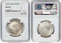 British India. Edward VII Rupee 1907-B MS63+ NGC, Bombay mint, KM508. HID09801242017 © 2023 Heritage Auctions | All Rights Reserved
