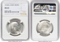 British India. Edward VII Rupee 1910-(c) MS65 NGC, Calcutta mint, KM508. Tied at the peak of the NGC census with blazing luster and a hint of pewter t...